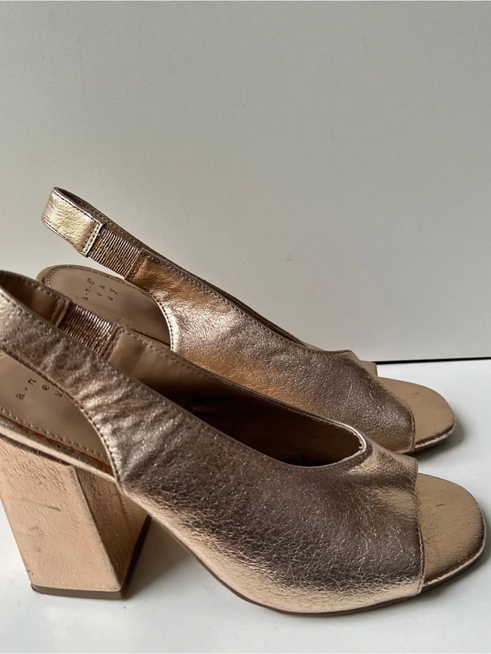 A New Day Women's Metallic Gold Slingback Block Heels — Size 8